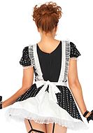 French maid, costume dress, ruffles, puff sleeves, polka dot